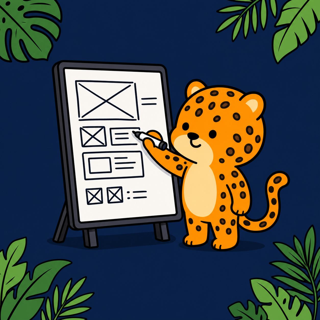 Optuu at a whiteboard sketching wireframes